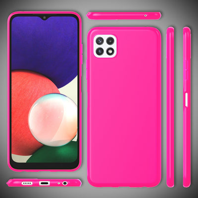 NALIA Neon Silikonhülle für Samsung Galaxy A22 5G – Soft-Touch & Signal-Neon – NEONSHOCK (Matte Schutzhülle) – Marke aus Berlin Pink NALIA Neon Hülle