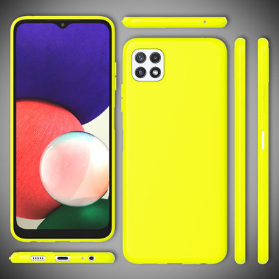 NALIA Neon Silikonhülle für Samsung Galaxy A22 5G – Soft-Touch & Signal-Neon – NEONSHOCK (Matte Schutzhülle) – Marke aus Berlin Gelb NALIA Neon Hülle