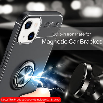 NALIA Ringhülle für iPhone 13 Mini – Ring-Ständer 360° & für Magnet-Halter – GRIP360 (Mattiertes Silikon Case) – Marke aus Berlin Schwarz NALIA Protective Hülle
