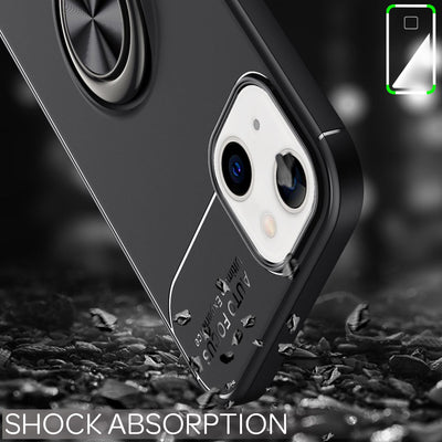 NALIA Ringhülle für iPhone 13 Mini – Ring-Ständer 360° & für Magnet-Halter – GRIP360 (Mattiertes Silikon Case) – Marke aus Berlin Schwarz NALIA Protective Hülle