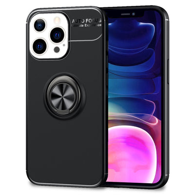 NALIA Ringhülle für iPhone 13 Pro Max – Ring-Ständer 360° & für Magnet-Halter – GRIP360 (Mattiertes Silikon Case) – Marke aus Berlin Schwarz NALIA Protective Hülle