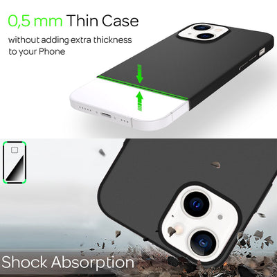 NALIA Ultra Slim Hardcase für iPhone 13 – Anti-Fingerabdruck & 0.5mm Dünn – PUREFIT (Matt & Leicht) – Marke aus Berlin Schwarz NALIA SlimFit Hülle