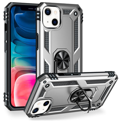 NALIA Military-Style Ringhülle kompatibel mit iPhone 13 Mini Hülle, Extrem Schützend Stoßfest Robust Outdoor Case, 360° Ring für Standfunktion & KFZ-Halterung, Hardcase & Silikon Cover Silber NALIA Protective Hülle