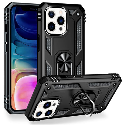 NALIA Panzerhülle für iPhone 13 Pro Max – Ring-Ständer 360° & Magnet-Halterung Kompatibel – RINGDEFEND (Stoßfestes Outdoor Case) – Marke aus Berlin Schwarz NALIA Protective Hülle