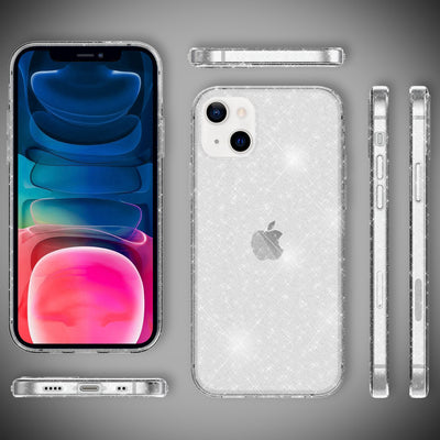 NALIA Glitzerhülle für iPhone 13 Mini – Funkelndes Silikon Case – DAZZLIN (Transparent & Stoßfest) – Marke aus Berlin Transparent NALIA Transparente Hülle