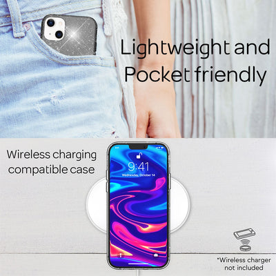 NALIA Glitzerhülle für iPhone 13 – Funkelndes Silikon Case – DAZZLIN (Transparent & Stoßfest) – Marke aus Berlin Schwarz NALIA Transparente Hülle