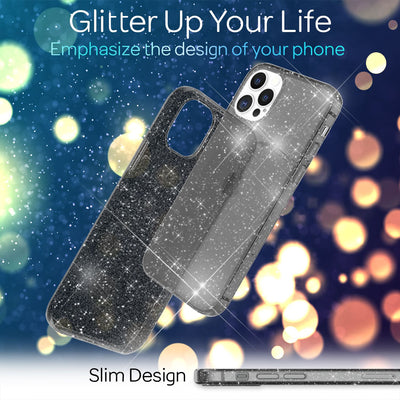 NALIA Glitzerhülle für iPhone 13 Pro Max – Funkelndes Silikon Case – DAZZLIN (Transparent & Stoßfest) – Marke aus Berlin Schwarz NALIA Transparente Hülle