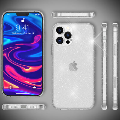 NALIA Glitzerhülle für iPhone 13 Pro Max – Funkelndes Silikon Case – DAZZLIN (Transparent & Stoßfest) – Marke aus Berlin Transparent NALIA Transparente Hülle