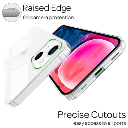 NALIA Klares Kratzfeste Hülle für iPhone 13 Mini, Transparent Anti-Gelb Stoßfest Harte Rückseite & Silikon Rahmen Transparent NALIA Transparente Hülle