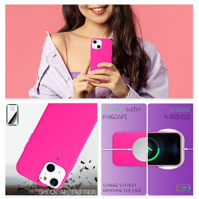 NALIA Bunte Neon Silikonhülle kompatibel mit iPhone 13 Mini Hülle, Intensive Farbe Rutschfest Samtig Weich Gummiert, Stoßfest Dünn Soft Case Handyhülle Silikon Schutzhülle TPU Gel Cover Pink NALIA Protective Hülle