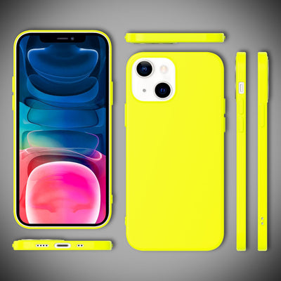 NALIA Bunte Neon Silikonhülle kompatibel mit iPhone 13 Mini Hülle, Intensive Farbe Rutschfest Samtig Weich Gummiert, Stoßfest Dünn Soft Case Handyhülle Silikon Schutzhülle TPU Gel Cover Gelb NALIA Protective Hülle