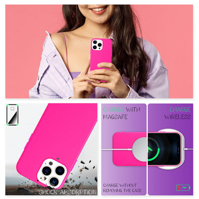 NALIA Neon Silikonhülle für iPhone 13 Pro Max – Soft-Touch & Signal-Neon – NEONSHOCK (Matte Schutzhülle) – Marke aus Berlin Pink NALIA Protective Hülle
