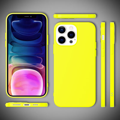 NALIA Neon Silikonhülle für iPhone 13 Pro Max – Soft-Touch & Signal-Neon – NEONSHOCK (Matte Schutzhülle) – Marke aus Berlin Gelb NALIA Protective Hülle