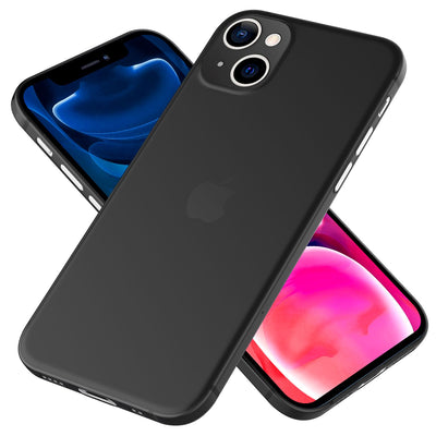 NALIA Ultra Slim Hardcase für iPhone 13 Mini – Matt-Transparent & 0.3mm Dünn – PHANTOM (Dünnes Cover & Kamera-Vollschutz) – Marke aus Berlin Schwarz NALIA SlimFit Hülle