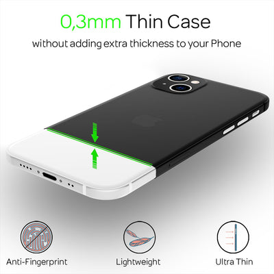 NALIA Ultra Slim Hardcase für iPhone 13 Mini – Matt-Transparent & 0.3mm Dünn – PHANTOM (Dünnes Cover & Kamera-Vollschutz) – Marke aus Berlin Schwarz NALIA SlimFit Hülle