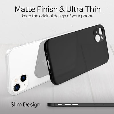 NALIA Ultra Slim Hardcase für iPhone 13 Mini – Matt-Transparent & 0.3mm Dünn – PHANTOM (Dünnes Cover & Kamera-Vollschutz) – Marke aus Berlin Schwarz NALIA SlimFit Hülle