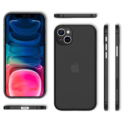 NALIA Ultra Slim Hardcase für iPhone 13 Mini – Matt-Transparent & 0.3mm Dünn – PHANTOM (Dünnes Cover & Kamera-Vollschutz) – Marke aus Berlin Schwarz NALIA SlimFit Hülle