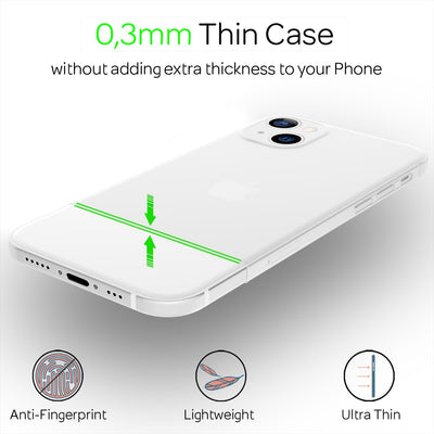NALIA Ultra Slim Hardcase für iPhone 13 – Matt-Transparent & 0.3mm Dünn – PHANTOM (Dünnes Cover & Kamera-Vollschutz) – Marke aus Berlin Weiß NALIA SlimFit Hülle