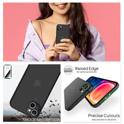 NALIA Ultra Slim Hardcase für iPhone 13 – Matt-Transparent & 0.3mm Dünn – PHANTOM (Dünnes Cover & Kamera-Vollschutz) – Marke aus Berlin Schwarz NALIA SlimFit Hülle