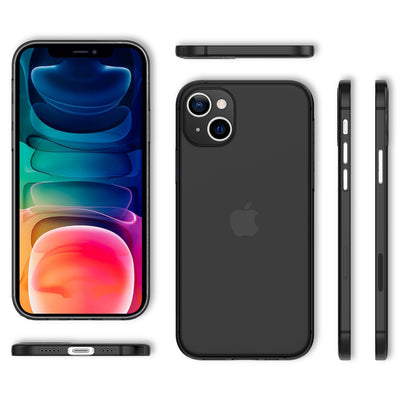 NALIA Ultra Slim Hardcase für iPhone 13 – Matt-Transparent & 0.3mm Dünn – PHANTOM (Dünnes Cover & Kamera-Vollschutz) – Marke aus Berlin Schwarz NALIA SlimFit Hülle