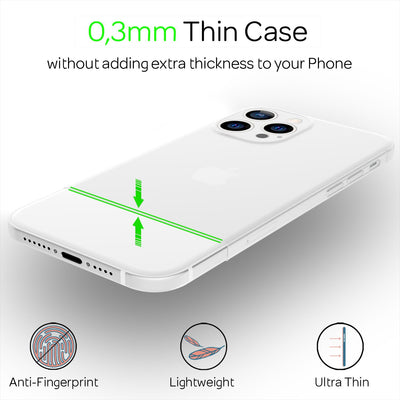 NALIA Ultra Slim Hardcase für iPhone 13 Pro Max – Matt-Transparent & 0.3mm Dünn – PHANTOM (Dünnes Cover & Kamera-Vollschutz) – Marke aus Berlin Weiß NALIA SlimFit Hülle
