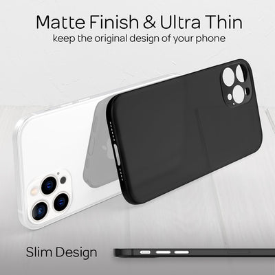 NALIA Ultra Slim Hardcase für iPhone 13 Pro Max – Matt-Transparent & 0.3mm Dünn – PHANTOM (Dünnes Cover & Kamera-Vollschutz) – Marke aus Berlin Schwarz NALIA SlimFit Hülle