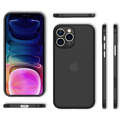 NALIA Ultra Slim Hardcase für iPhone 13 Pro Max – Matt-Transparent & 0.3mm Dünn – PHANTOM (Dünnes Cover & Kamera-Vollschutz) – Marke aus Berlin Schwarz NALIA SlimFit Hülle
