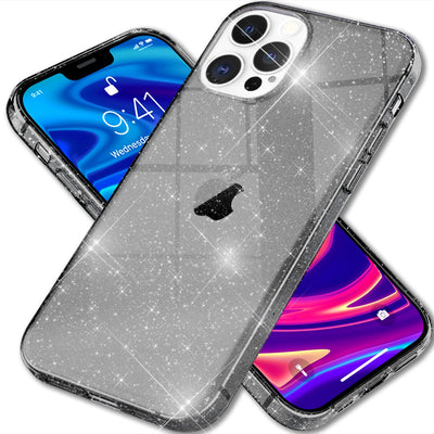 NALIA Glitzerhülle für iPhone 13 Pro – Funkelndes Silikon Case – DAZZLIN (Transparent & Stoßfest) – Marke aus Berlin Schwarz NALIA Transparente Hülle