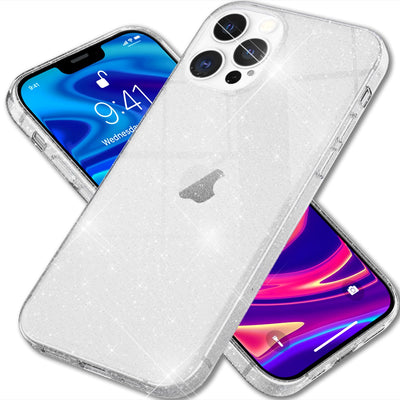 NALIA Glitzerhülle für iPhone 13 Pro – Funkelndes Silikon Case – DAZZLIN (Transparent & Stoßfest) – Marke aus Berlin Transparent NALIA Transparente Hülle