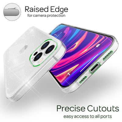 NALIA Glitzerhülle für iPhone 13 Pro – Funkelndes Silikon Case – DAZZLIN (Transparent & Stoßfest) – Marke aus Berlin Transparent NALIA Transparente Hülle