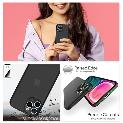NALIA Ultra Slim Hardcase für iPhone 13 Pro – Matt-Transparent & 0.3mm Dünn – PHANTOM (Hauchdünnes Cover & Kamera-Vollschutz) – Marke aus Berlin Schwarz NALIA SlimFit Hülle