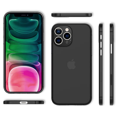 NALIA Ultra Slim Hardcase für iPhone 13 Pro – Matt-Transparent & 0.3mm Dünn – PHANTOM (Hauchdünnes Cover & Kamera-Vollschutz) – Marke aus Berlin Schwarz NALIA SlimFit Hülle