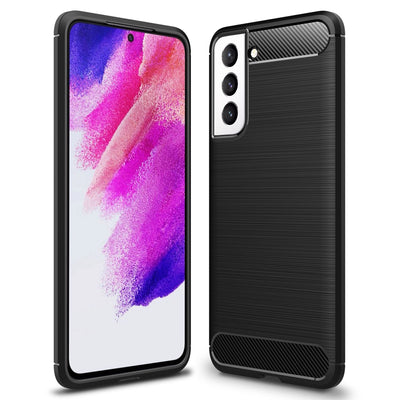 NALIA Carbon Look Case kompatibel mit Samsung Galaxy S21 FE Hülle, Matt-Schwarze Silikonhülle Anti-Fingerabdruck Kohlefaser-Optik Rutschfest Stoßfest Robust, Dünn Schutzhülle Handyhülle Cover Etui Default Title NALIA Protective Hülle