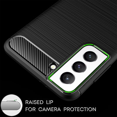 NALIA Carbon Look Case kompatibel mit Samsung Galaxy S21 FE Hülle, Matt-Schwarze Silikonhülle Anti-Fingerabdruck Kohlefaser-Optik Rutschfest Stoßfest Robust, Dünn Schutzhülle Handyhülle Cover Etui Default Title NALIA Protective Hülle