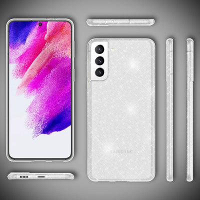 NALIA Glitzerhülle für Samsung Galaxy S21 FE – Funkelndes Silikon Case – DAZZLIN (Transparent & Stoßfest) – Marke aus Berlin Transparent NALIA Transparente Hülle