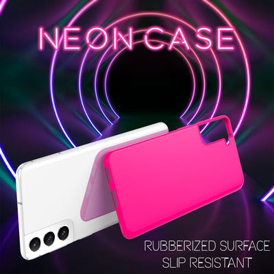 NALIA Neon Silikonhülle für Samsung Galaxy S21 FE – Soft-Touch & Signal-Neon – NEONSHOCK (Matte Schutzhülle) – Marke aus Berlin Pink NALIA Protective Hülle