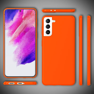 NALIA Neon Silikonhülle für Samsung Galaxy S21 FE – Soft-Touch & Signal-Neon – NEONSHOCK (Matte Schutzhülle) – Marke aus Berlin Orange NALIA Protective Hülle