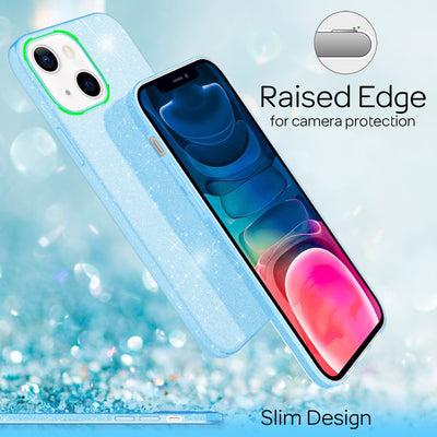 NALIA Glitzerhülle für iPhone 13 Mini – Funkelnder Glitzer-Look & Grip – SHINEPOP (Silikon Case) – Marke aus Berlin Blau NALIA Protective Hülle