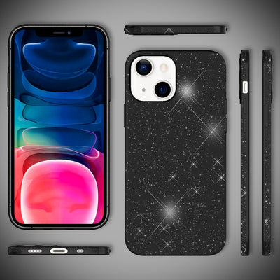 NALIA Glitzerhülle für iPhone 13 Mini – Funkelnder Glitzer-Look & Grip – SHINEPOP (Silikon Case) – Marke aus Berlin Schwarz NALIA Protective Hülle