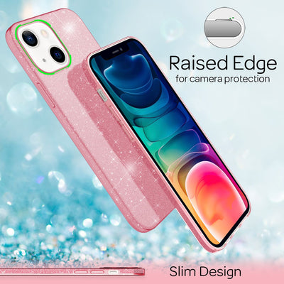 NALIA Glitzerhülle für iPhone 13 – Funkelnder Glitzer-Look & Grip – SHINEPOP (Silikon Case) – Marke aus Berlin Pink NALIA Protective Hülle