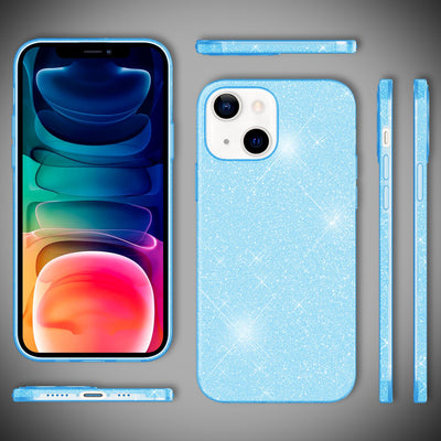 NALIA Glitzerhülle für iPhone 13 – Funkelnder Glitzer-Look & Grip – SHINEPOP (Silikon Case) – Marke aus Berlin Blau NALIA Protective Hülle