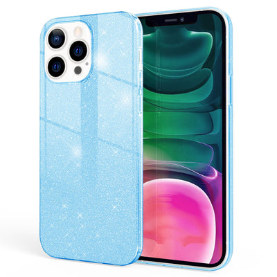 NALIA Glitzerhülle für iPhone 13 Pro – Funkelnder Glitzer-Look & Grip – SHINEPOP (Silikon Case) – Marke aus Berlin Blau NALIA Protective Hülle
