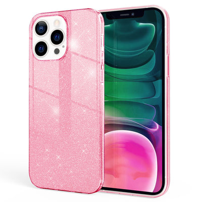 NALIA Glitzerhülle für iPhone 13 Pro – Funkelnder Glitzer-Look & Grip – SHINEPOP (Silikon Case) – Marke aus Berlin Pink NALIA Protective Hülle
