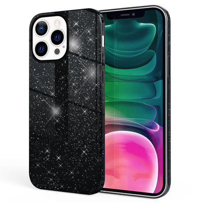 NALIA Glitzerhülle für iPhone 13 Pro – Funkelnder Glitzer-Look & Grip – SHINEPOP (Silikon Case) – Marke aus Berlin Schwarz NALIA Protective Hülle