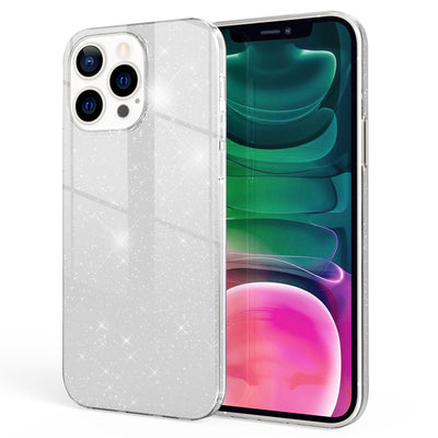 NALIA Glitzerhülle für iPhone 13 Pro – Funkelnder Glitzer-Look & Grip – SHINEPOP (Silikon Case) – Marke aus Berlin Silber NALIA Protective Hülle