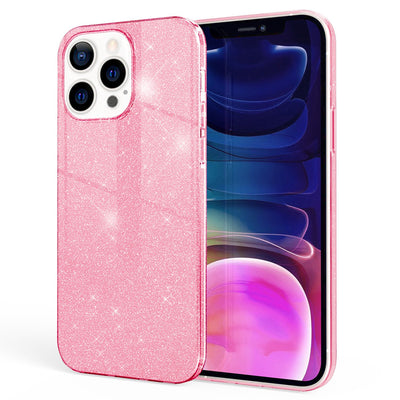 NALIA Glitzerhülle für iPhone 13 Pro Max – Funkelnder Glitzer-Look & Grip – SHINEPOP (Silikon Case) – Marke aus Berlin Pink NALIA Protective Hülle