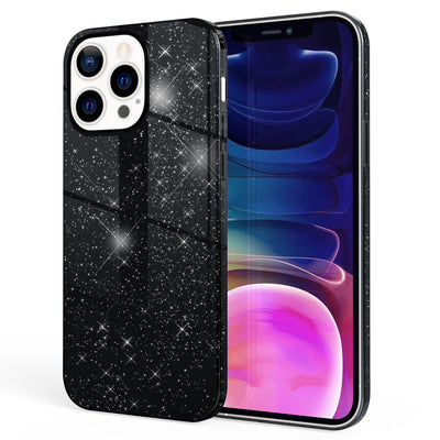 NALIA Glitzerhülle für iPhone 13 Pro Max – Funkelnder Glitzer-Look & Grip – SHINEPOP (Silikon Case) – Marke aus Berlin Schwarz NALIA Protective Hülle