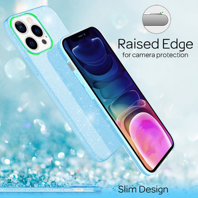 NALIA Glitzerhülle für iPhone 13 Pro Max – Funkelnder Glitzer-Look & Grip – SHINEPOP (Silikon Case) – Marke aus Berlin Blau NALIA Protective Hülle