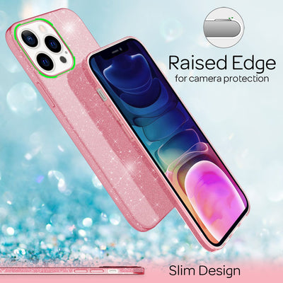 NALIA Glitzerhülle für iPhone 13 Pro Max – Funkelnder Glitzer-Look & Grip – SHINEPOP (Silikon Case) – Marke aus Berlin Pink NALIA Protective Hülle