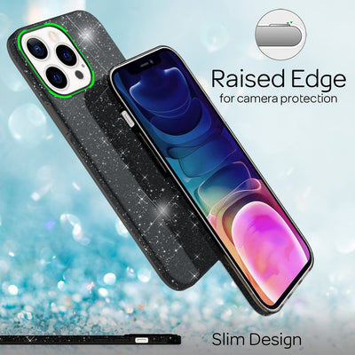 NALIA Glitzerhülle für iPhone 13 Pro Max – Funkelnder Glitzer-Look & Grip – SHINEPOP (Silikon Case) – Marke aus Berlin Schwarz NALIA Protective Hülle